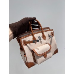 에르메스 Hermes Birkin 25cm Cargo Canvas 37 Gold/silver