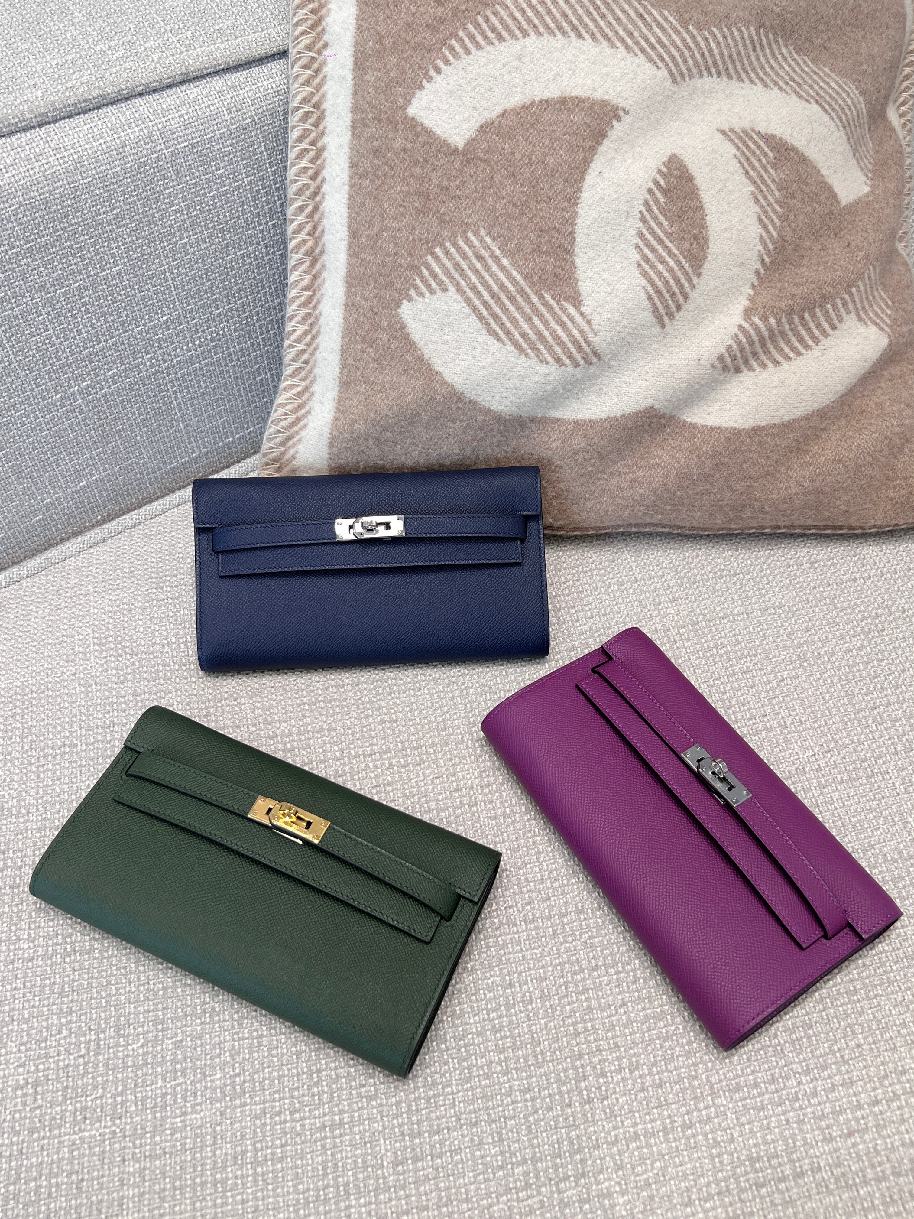 에르메스 Hermes Kelly to go Epsom 2Q Vert Anglais P9 Anemone 2Z Blue Nuit