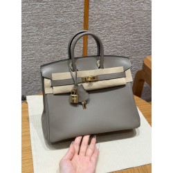 에르메스 Hermes Birkin 25cm Swift M8 Gris Asphaite/gold