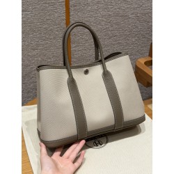 에르메스 Hermes Garden party 30cm Canvas and Negonda 8L Beton and 18 Etoupe