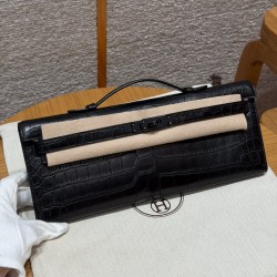 에르메스 Hermes Kelly cut 31cm Matte Niloticus 89 Noir/Noir