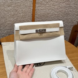 에르메스 Hermes Kelly danse 22cm swift 0U New White/silver