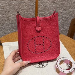 에르메스 Hermes Mini Evelyne 16cm clemence 90 Rramboise/silver