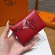 에르메스 Hermes Calvin duo Card Holder 10cm Swift and Chèvre X Rouge Piment/silver
