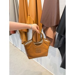 미우 미우 Miu Miu Ivy 가죽 백 Cognac 22cm