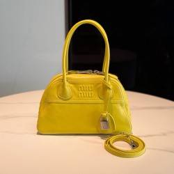 미우 미우 Miu Miu 5BB200 Vivant 가죽 백 yellow 28cm