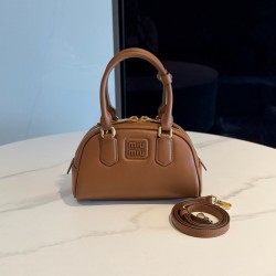 미우 미우 Miu Miu 5BB191 Arcadie Leather Bag Caramel 22cm