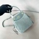 프라다 Prada 1BA496 Carry mini suede handbag Blue 19cm