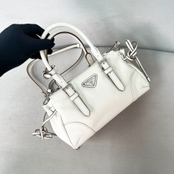 프라다 Prada 1BA499  Bonnie small leather bag White 24cm