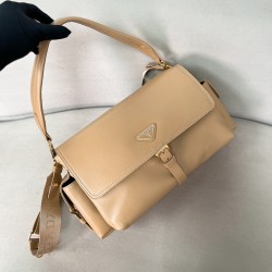 프라다 Prada 1BD391 Explore large nappa leather shoulder bag with flap Beige 27.5cm