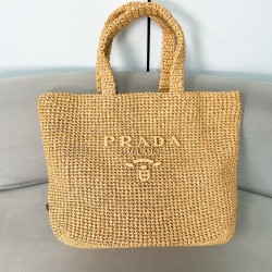 프라다 Prada 1BG392 Crochet tote bag Tan 40cm