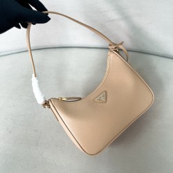 프라다 Prada 1N204W Re-Edition 2005 nubuck and Saffiano leather mini-bag Camel 22cm