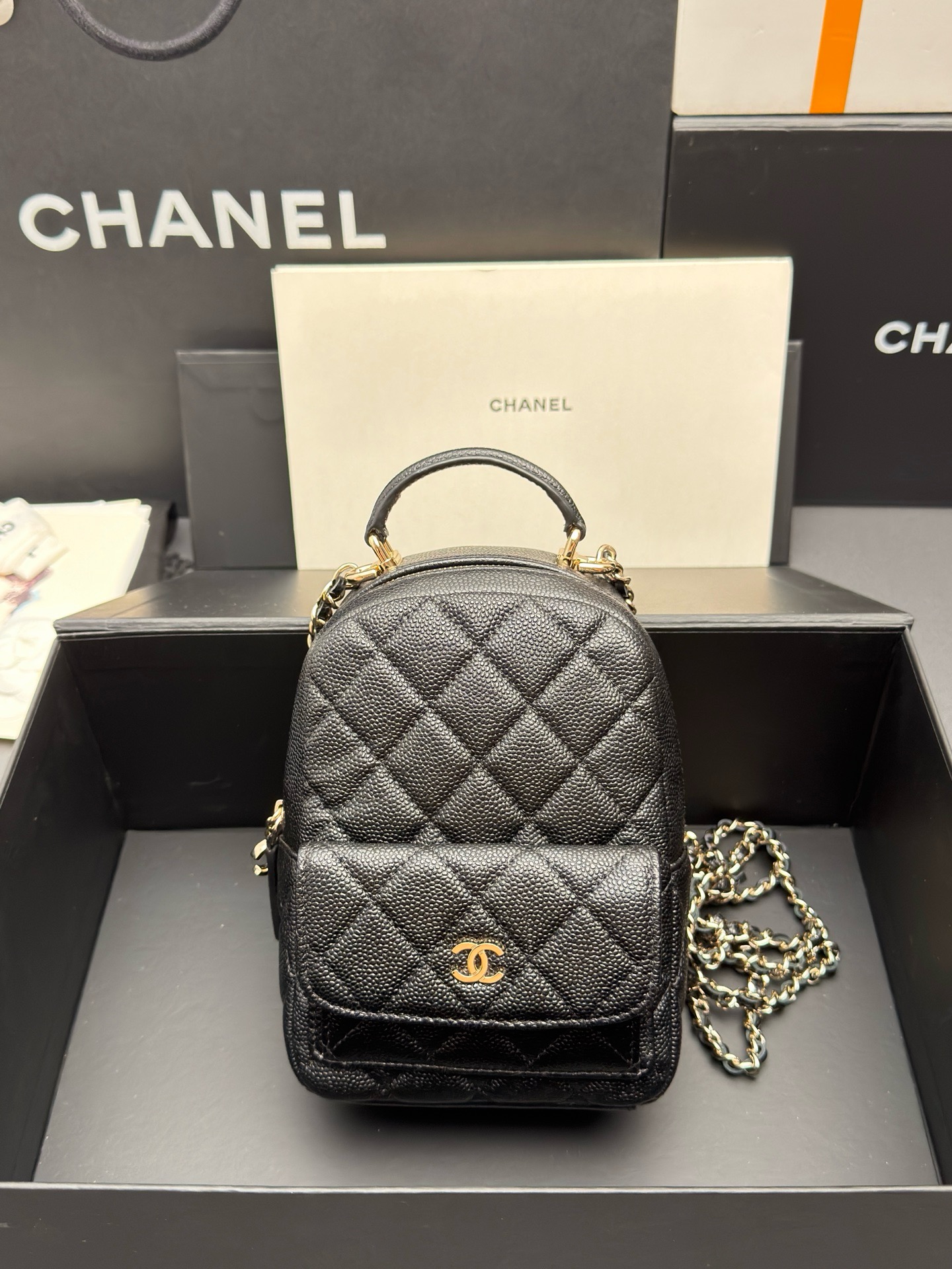샤넬 Chanel AS3753 Backpack Black 13cm