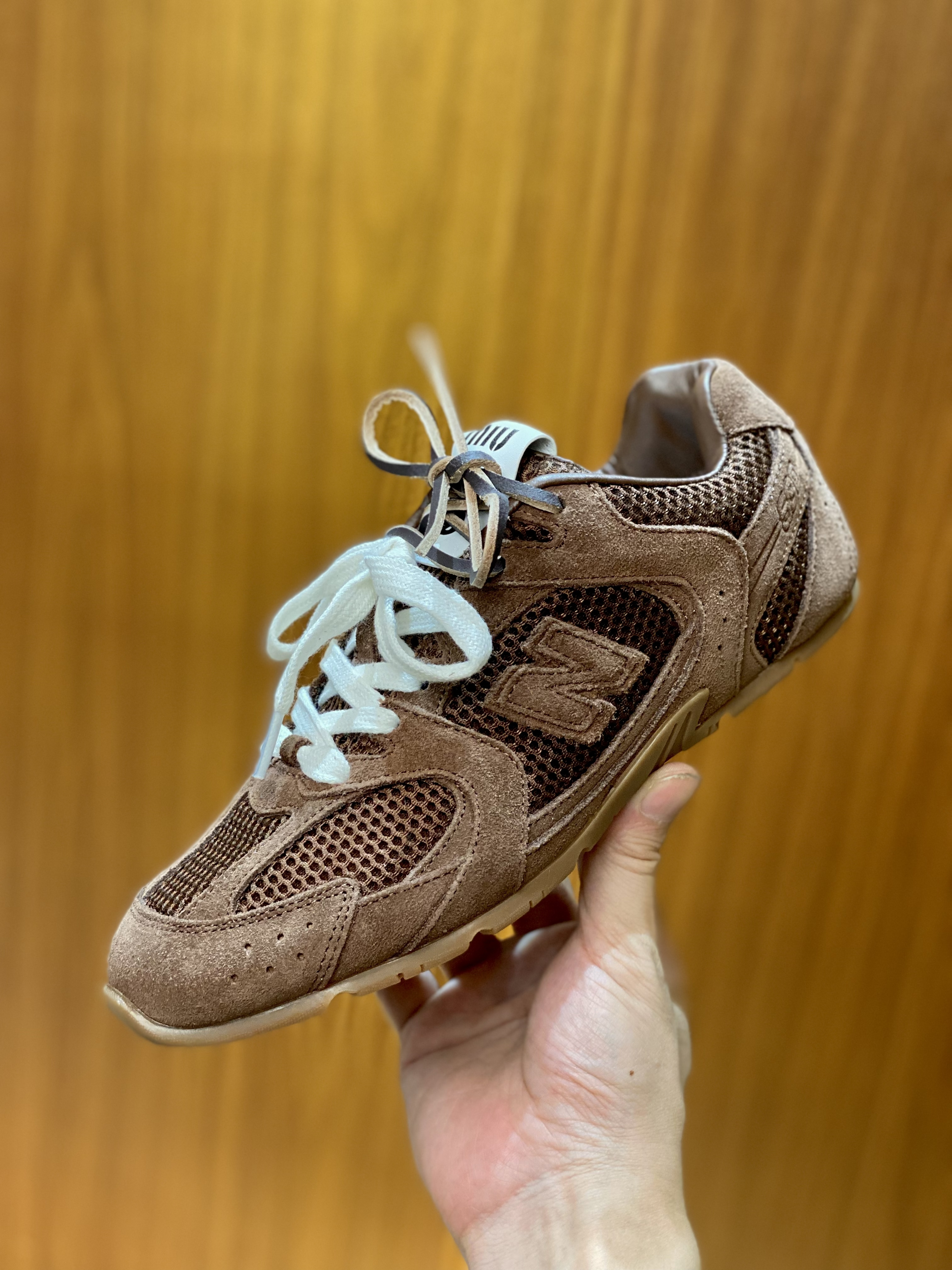미우 미우 Miu Miu x New Balance 530 SL Suede Mesh Sneakers