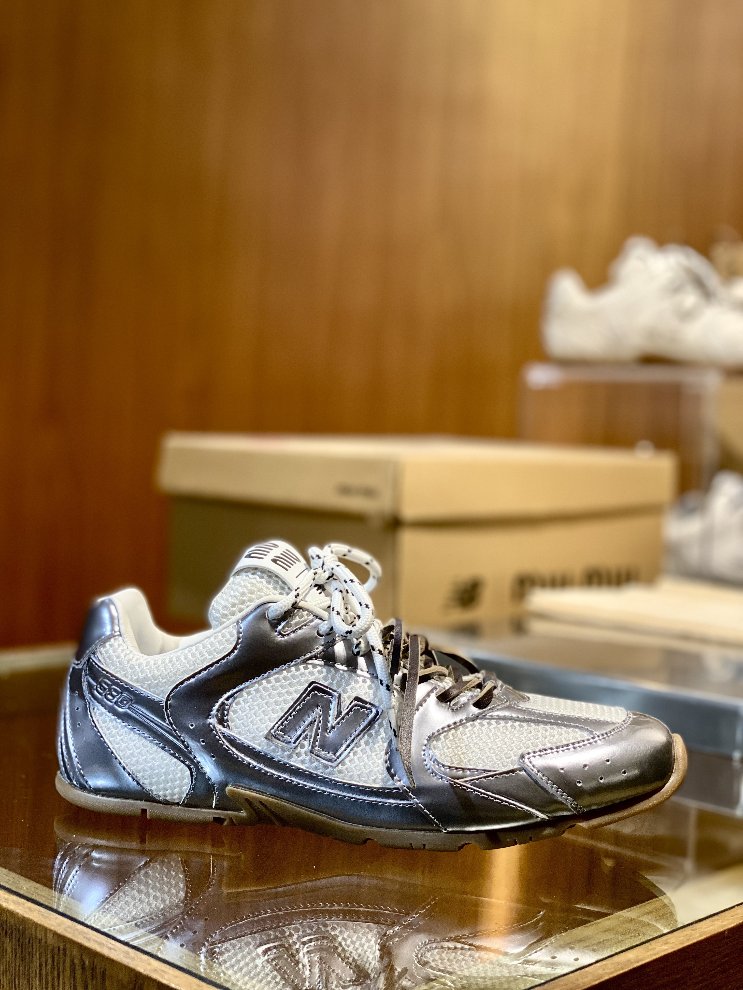 미우 미우 Miu Miu x New Balance 530 SL Suede Mesh Sneakers