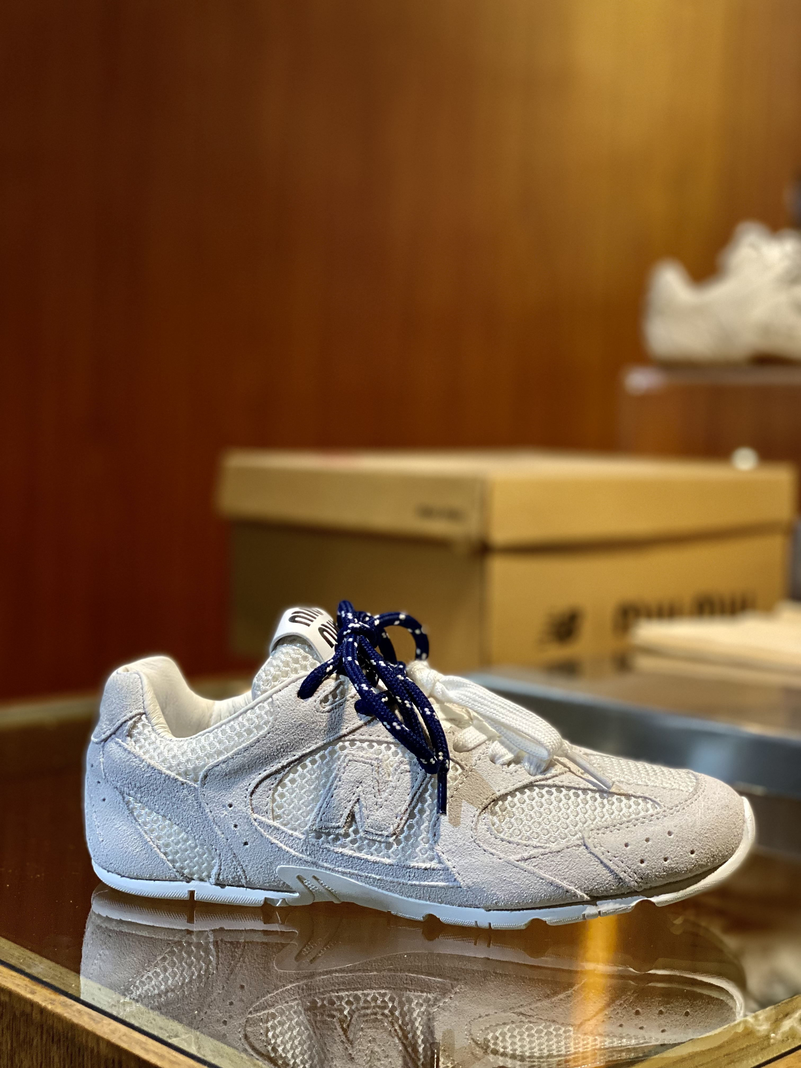 미우 미우 Miu Miu x New Balance 530 SL Suede Mesh Sneakers