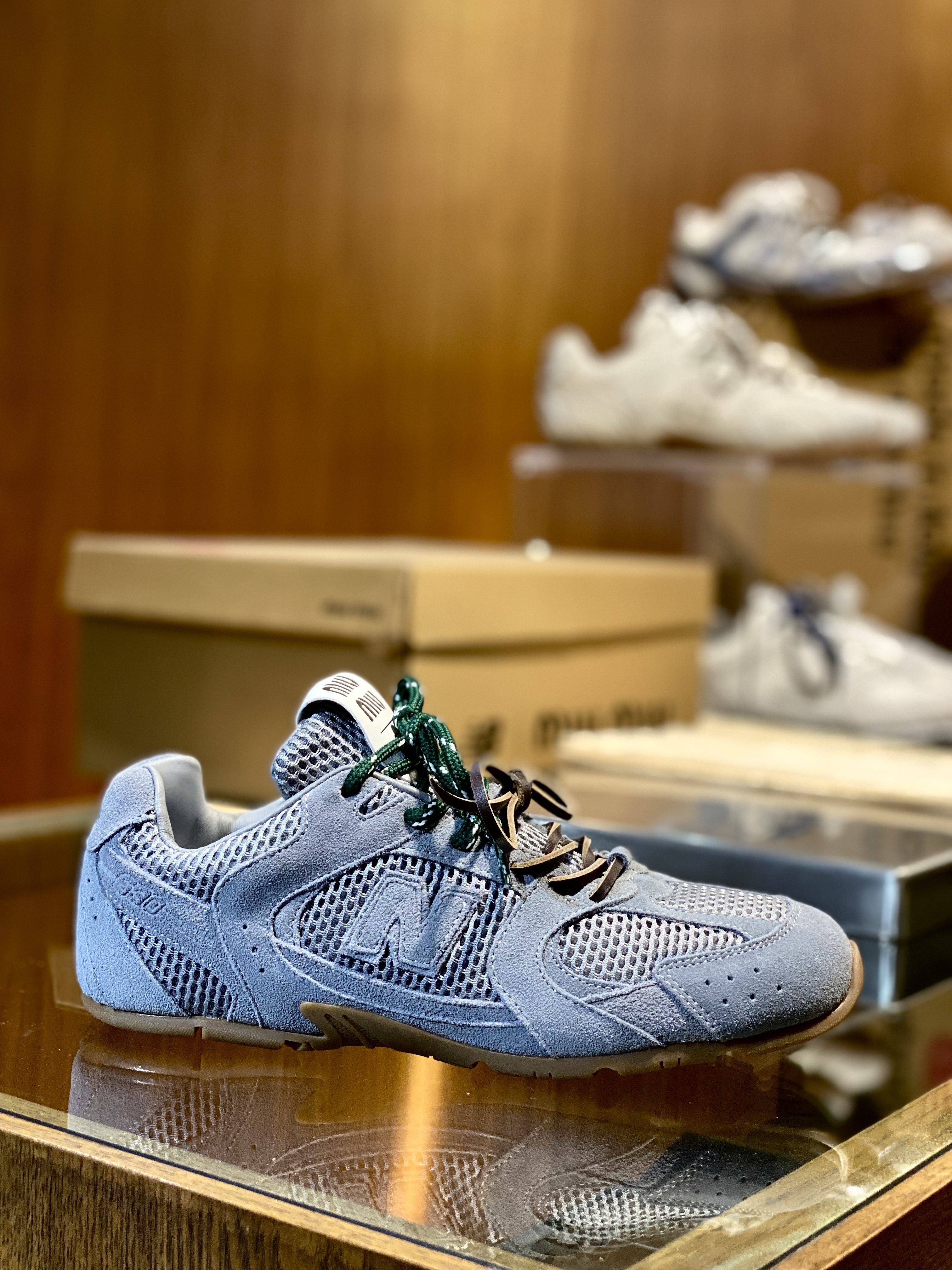 미우 미우 Miu Miu x New Balance 530 SL Suede Mesh Sneakers