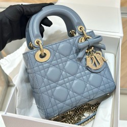 디올 Dior Mini Lady Dior Bag Blue 17cm
