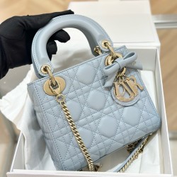디올 Dior Mini Lady Dior Bag Blue 17cm