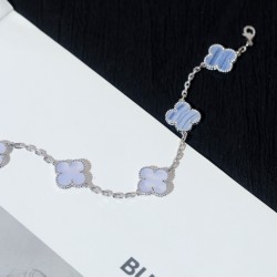(W) 반 클리프 & 아펠 빈티지 알함브라 브레이슬릿 5 모티프 화이트 골드 칼세도니 VCARD34700