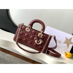 디올 Dior Medium Lady D-Joy Bag Wine red 26cm