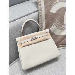 에르메스 Hermes Kelly 25cm Togo Grade 1 10 Craie/silver (Fil Au Chinois)