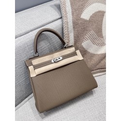 에르메스 Hermes Kelly 25cm Togo Grade 1 18 Etoupe/silver (Fil Au Chinois)