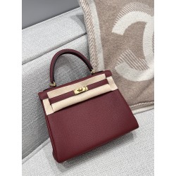 에르메스 Hermes Kelly 25cm Togo Grade 1 55 Rouge H/gold (Fil Au Chinois)