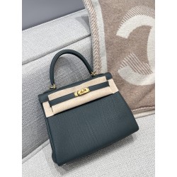 에르메스 Hermes Kelly 25cm Togo Grade 1 Q0 Vert Mangrove/silver (Fil Au Chinois)