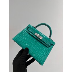에르메스 Hermes Mini Kelly Hcp Alligator Grade 1 O6 Vert Jade/silver