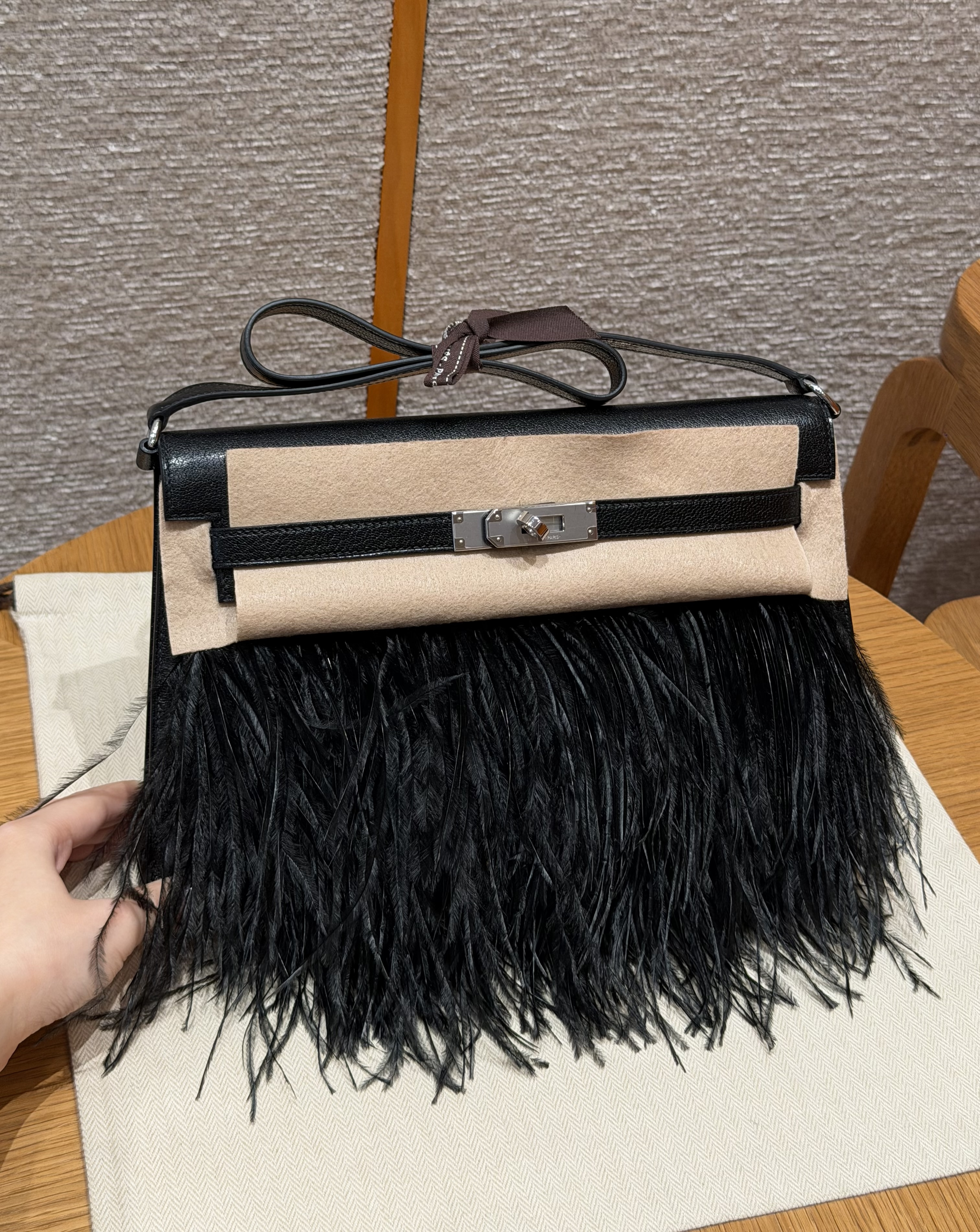 에르메스 Hermes Kelly elan Folie 27cm Chevre 89 Noir/silver
