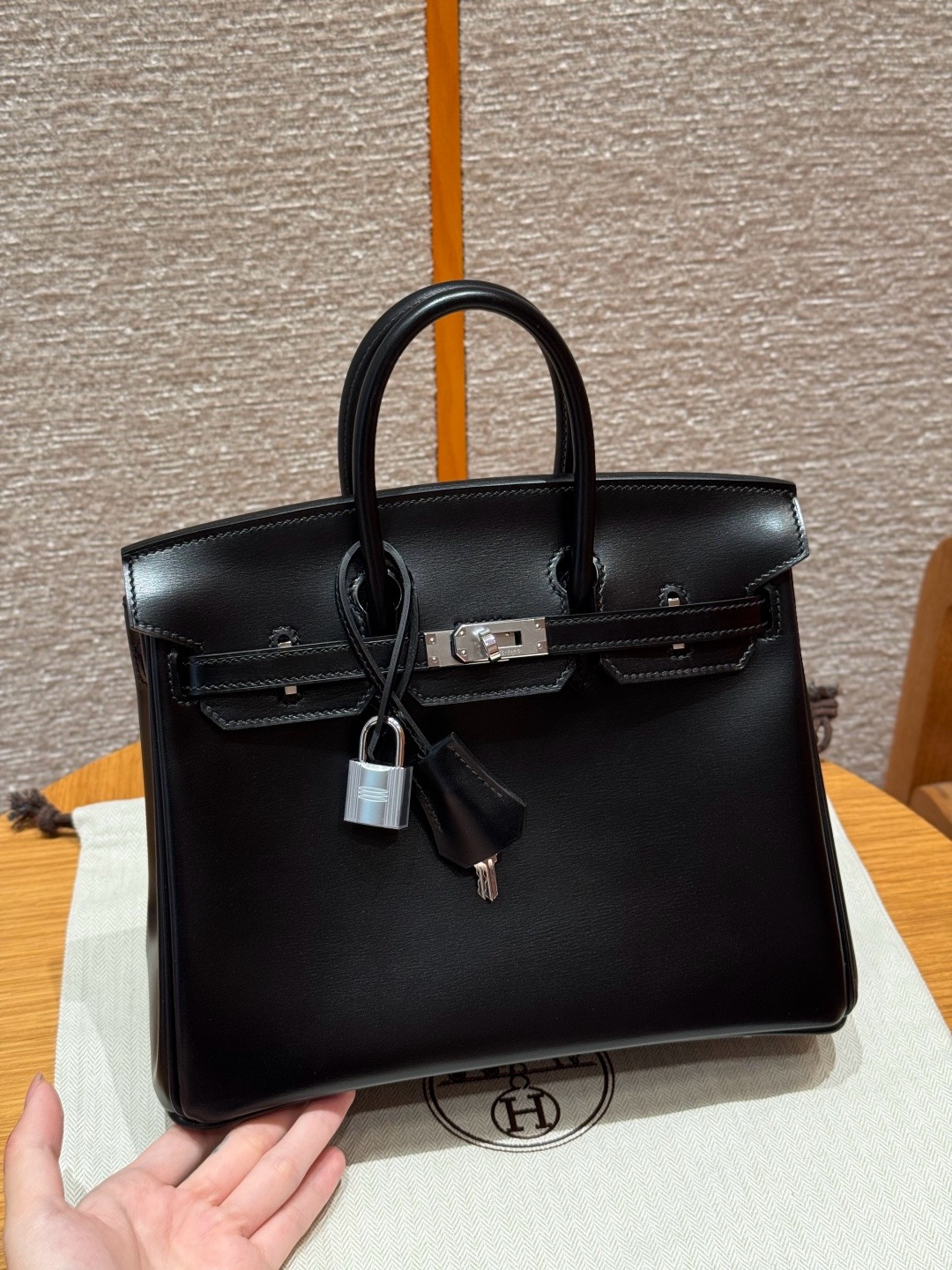 에르메스 Hermes Birkin 25cm Box 89 Noir/silver