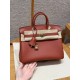 에르메스 Hermes Birkin 25cm Clemence S5 Rouge Tomate/gold