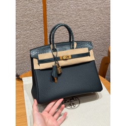 에르메스 Hermes Birkin Touch 25cm Togo and Matte Alligator 60 Vert Cypres/gold