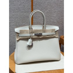 에르메스 Hermes Birkin Touch 35cm Togo and Matte Alligator 10 Craie/silver