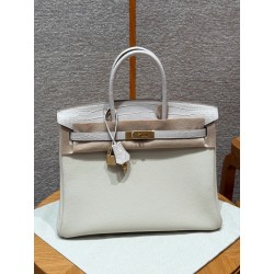 에르메스 Hermes Birkin Touch 35cm Togo and Porosus 10 Craie/gold