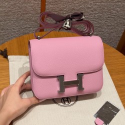 에르메스 Hermes Constance with mirror 19cm Epsom X9 Mauve/silver