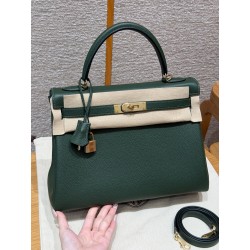 에르메스 Hermes Kelly 32cm Togo 2Q Vert Anglais/gold