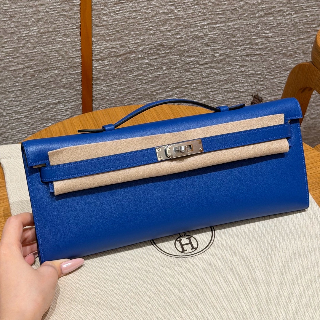 에르메스 Hermes Kelly cut 31cm Swift 7T Blue Electric/silver