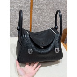 에르메스 Hermes Lindy 26cm Clemence 89 Noir and Q5 Rouge Casque/silver