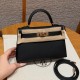에르메스 Hermes Mini Kelly 19cm Epsom 89 Noir and U5 Rose lipstick/Rose gold