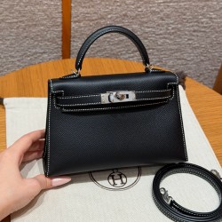 에르메스 Hermes Mini Kelly 19cm Epsom 89 Noir/silver
