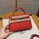 에르메스 Hermes Mini Kelly 19cm Epsom S3 Rouge Coeur/silver