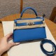 에르메스 Hermes Mini Kelly 19cm Epsom T7 Blue Hydra/silver