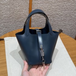 에르메스 Hermes Picotin lock 14cm Box 78 Blue Marine/silver