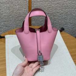 에르메스 Hermes Picotin lock 14cm Swift 3Q Rose Sakura/silver
