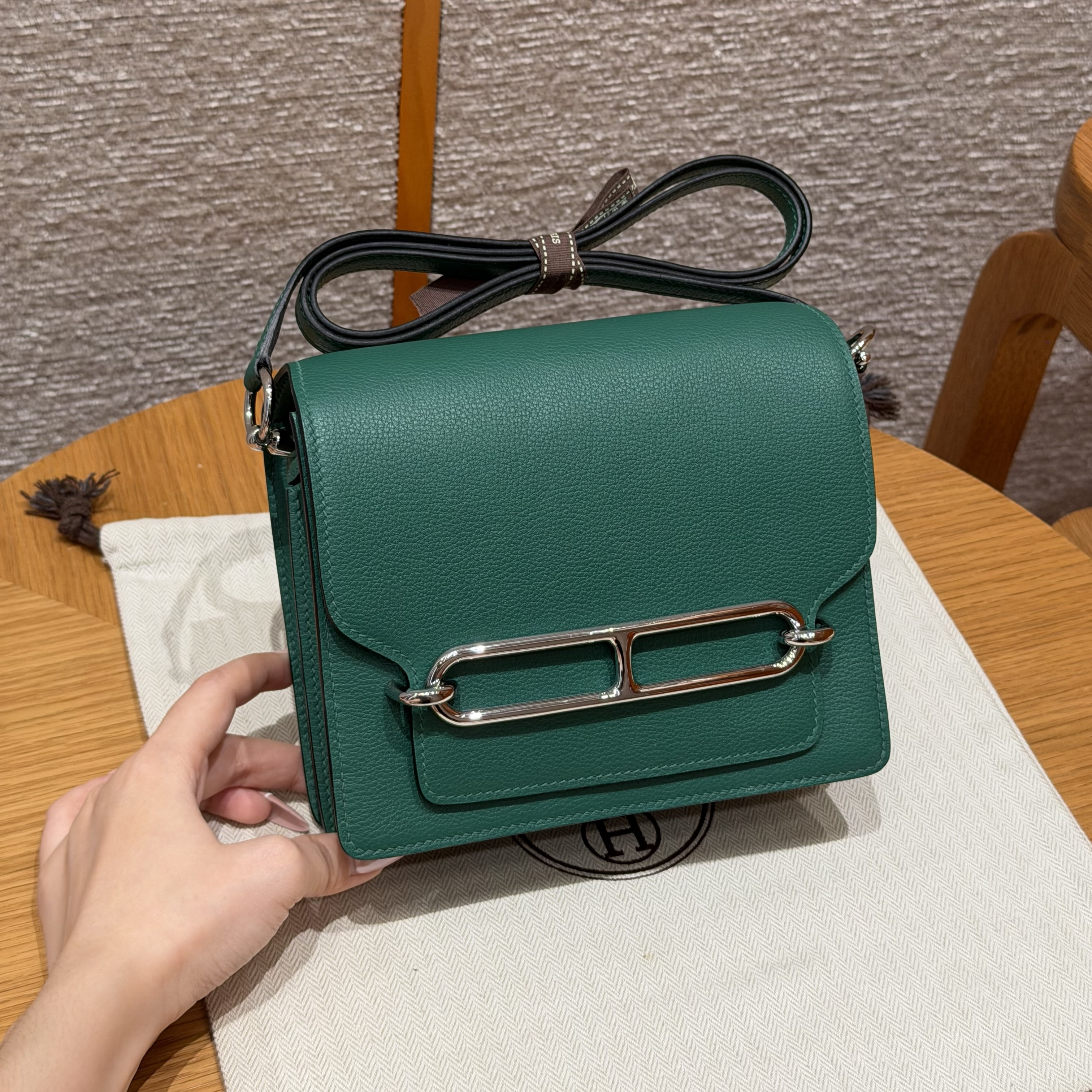 에르메스 Hermes Roulis 18cm Evercolor Z6 Malachite/silver
