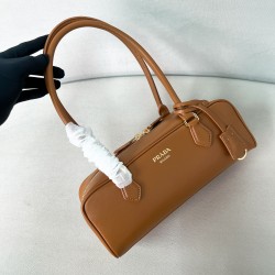 프라다 Prada 1BB170 Medium leather top-handle bag Caramel 28cm