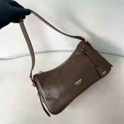 프라다 Prada 1BC229 Aimee Medium Nappa Leather Shoulder Bag Brown 31cm