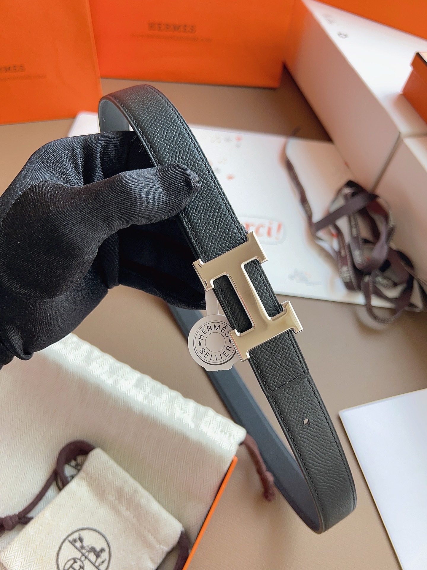 에르메스 Hermes H&double-sided Espom 벨트 24mm